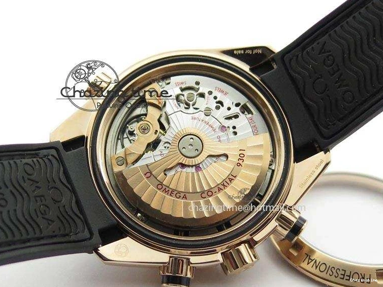 0326 Breathable Seamaster Professional Chrono RG Black Ceramic Black Dial On Black Gummy Strap A 8214